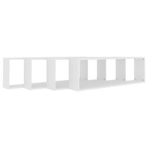 vidaXL Wall Cube Shelf 4 pcs White 100x15x30 cm Engineered Wood