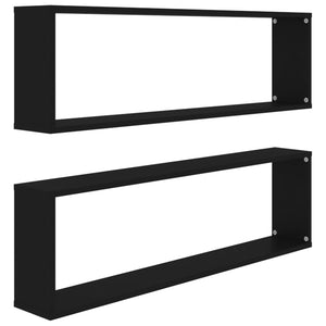 vidaXL Wall Cube Shelf 2 pcs Black 100x15x30 cm Engineered Wood