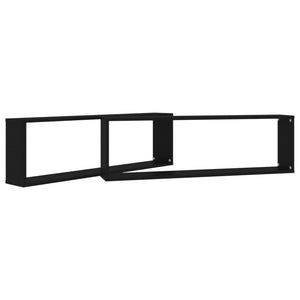 vidaXL Wall Cube Shelf 2 pcs Black 100x15x30 cm Engineered Wood