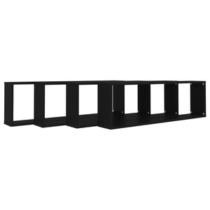 vidaXL Wall Cube Shelf 4 pcs Black 100x15x30 cm Engineered Wood