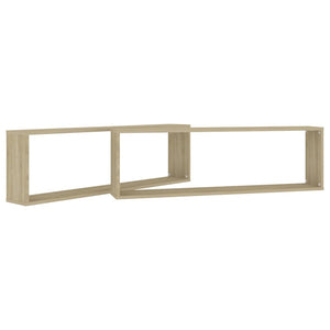 vidaXL Wall Cube Shelf 2 pcs Sonoma Oak 100x15x30 cm Engineered Wood