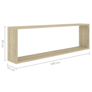 vidaXL Wall Cube Shelf 4 pcs Sonoma Oak 100x15x30 cm Engineered Wood