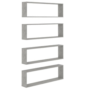 vidaXL Wall Cube Shelf 4 pcs Concrete Grey 100x15x30 cm Engineered Wood