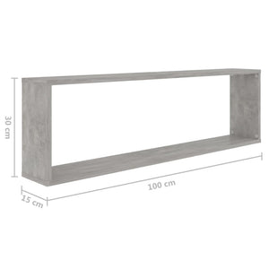 vidaXL Wall Cube Shelf 4 pcs Concrete Grey 100x15x30 cm Engineered Wood