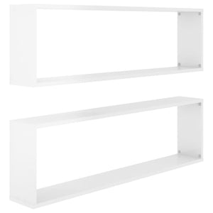 vidaXL Wall Cube Shelf 2 pcs High Gloss White 100x15x30 cm Engineered Wood