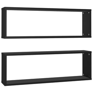 vidaXL Wall Cube Shelf 2 pcs Black 80x15x26.5 cm Engineered Wood