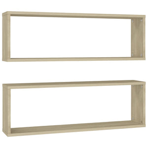 vidaXL Wall Cube Shelf 2 pcs Sonoma Oak 80x15x26.5 cm Engineered Wood