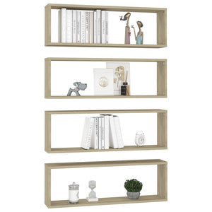 vidaXL Wall Cube Shelf 4 pcs Sonoma Oak 80x15x26.5 cm Engineered Wood