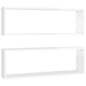 vidaXL Wall Cube Shelf 2 pcs High Gloss White 80x15x26.5cm Engineered Wood