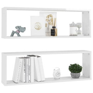 vidaXL Wall Cube Shelf 2 pcs High Gloss White 80x15x26.5cm Engineered Wood