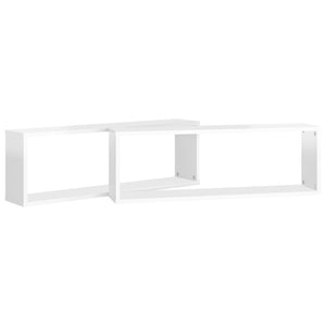 vidaXL Wall Cube Shelf 2 pcs High Gloss White 80x15x26.5cm Engineered Wood