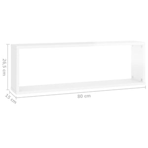 vidaXL Wall Cube Shelf 2 pcs High Gloss White 80x15x26.5cm Engineered Wood