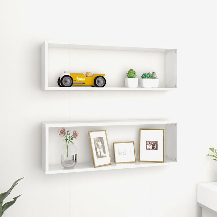 vidaXL Wall Cube Shelf 2 pcs High Gloss White 80x15x26.5cm Engineered Wood