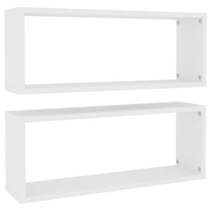 vidaXL Wall Cube Shelf 2 pcs White 60x15x23 cm Engineered Wood