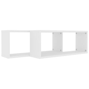 vidaXL Wall Cube Shelf 2 pcs White 60x15x23 cm Engineered Wood