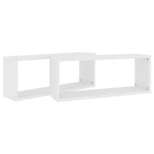 vidaXL Wall Cube Shelf 2 pcs White 60x15x23 cm Engineered Wood