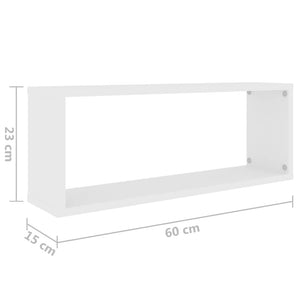 vidaXL Wall Cube Shelf 2 pcs White 60x15x23 cm Engineered Wood