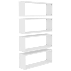 vidaXL Wall Cube Shelf 4 pcs White 60x15x23 cm Engineered Wood