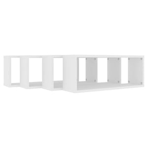 vidaXL Wall Cube Shelf 4 pcs White 60x15x23 cm Engineered Wood