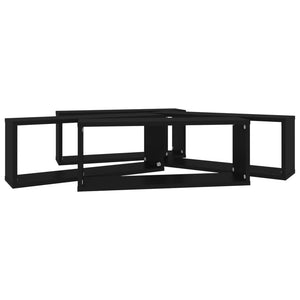 vidaXL Wall Cube Shelf 4 pcs Black 60x15x23 cm Engineered Wood