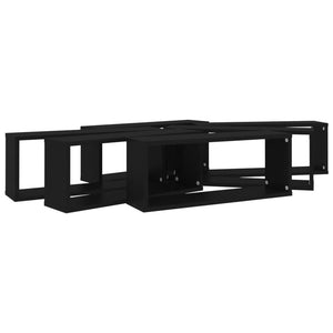 vidaXL Wall Cube Shelf 6 pcs Black 60x15x23 cm Engineered Wood