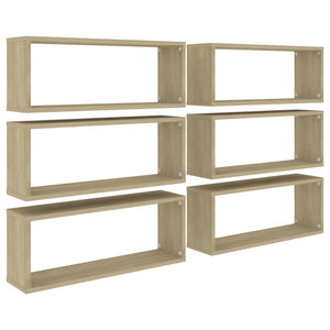 vidaXL Wall Cube Shelf 6 pcs Sonoma Oak 60x15x23 cm Engineered Wood