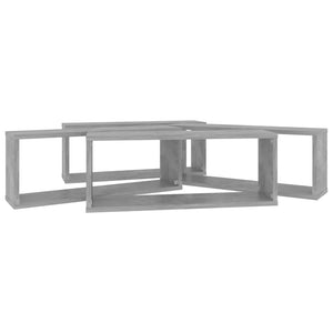 vidaXL Wall Cube Shelf 4 pcs Concrete Grey 60x15x23 cm Engineered Wood