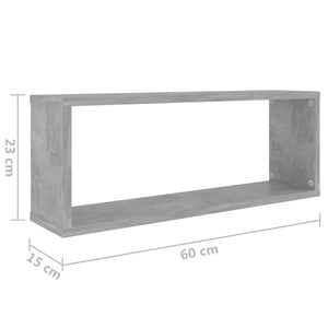 vidaXL Wall Cube Shelf 4 pcs Concrete Grey 60x15x23 cm Engineered Wood