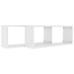 vidaXL Wall Cube Shelf 2 pcs High Gloss White 60x15x23 cm Engineered Wood