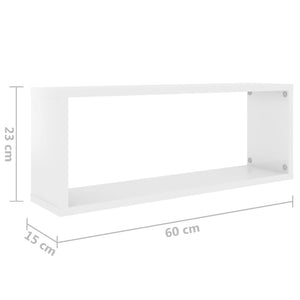 vidaXL Wall Cube Shelf 2 pcs High Gloss White 60x15x23 cm Engineered Wood