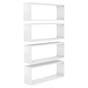 vidaXL Wall Cube Shelf 4 pcs High Gloss White 60x15x23 cm Engineered Wood