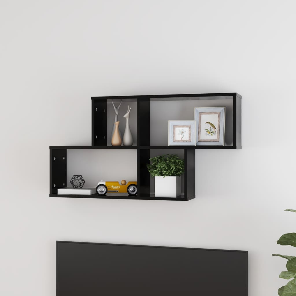 vidaXL Wall Shelf Black 100x18x53 cm Engineered Wood