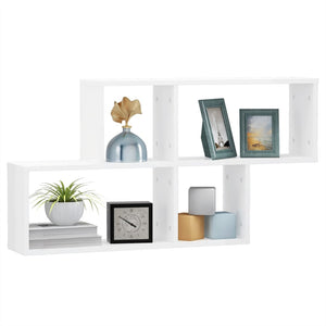 vidaXL Wall Shelf High Gloss White 100x18x53 cm Engineered Wood