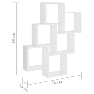 vidaXL Wall Cube Shelf White 78x15x93 cm Engineered Wood