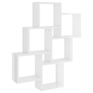 vidaXL Wall Cube Shelf High Gloss White 78x15x93 cm Engineered Wood