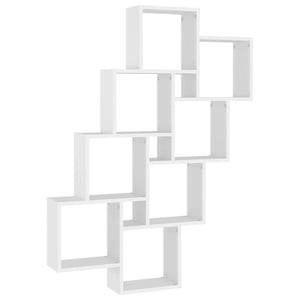 vidaXL Wall Cube Shelf White 90x15x119 cm Engineered Wood