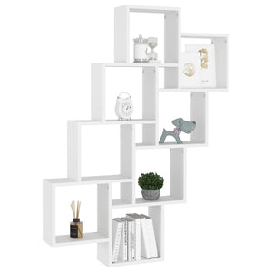 vidaXL Wall Cube Shelf White 90x15x119 cm Engineered Wood