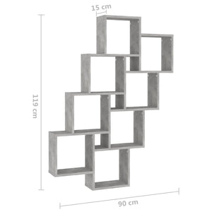 vidaXL Wall Cube Shelf Concrete Grey 90x15x119 cm Engineered Wood