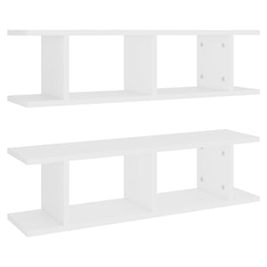 vidaXL Wall Shelves 2 pcs White 75x18x20 cm Engineered Wood