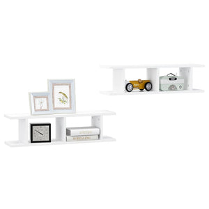 vidaXL Wall Shelves 2 pcs White 75x18x20 cm Engineered Wood