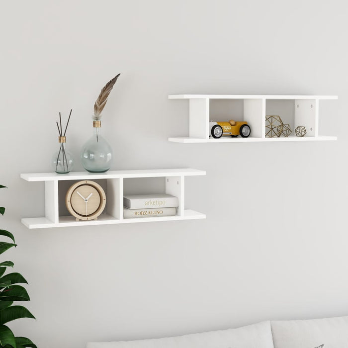 vidaXL Wall Shelves 2 pcs White 75x18x20 cm Engineered Wood