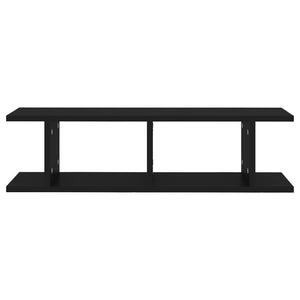 vidaXL Wall Shelves 2 pcs Black 75x18x20 cm Engineered Wood