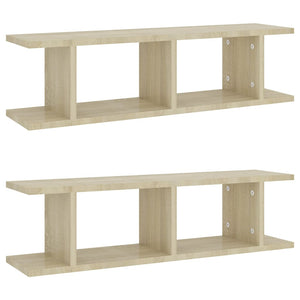 vidaXL Wall Shelves 2 pcs Sonoma Oak 75x18x20 cm Engineered Wood