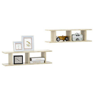 vidaXL Wall Shelves 2 pcs Sonoma Oak 75x18x20 cm Engineered Wood