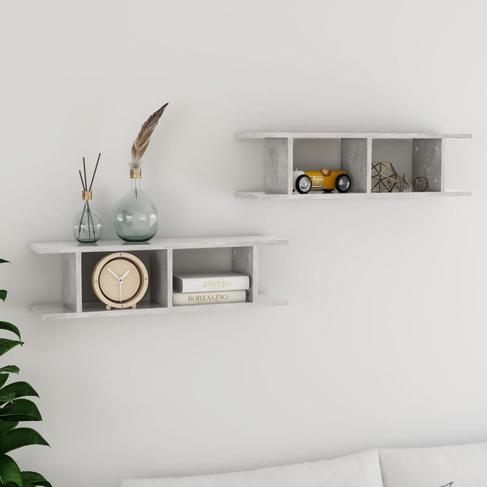 vidaXL Wall Shelves 2 pcs Concrete Grey 75x18x20 cm Engineered Wood