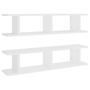 vidaXL Wall Shelf 2 pcs White 90x18x20 cm Engineered Wood