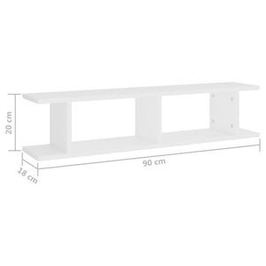 vidaXL Wall Shelf 2 pcs White 90x18x20 cm Engineered Wood