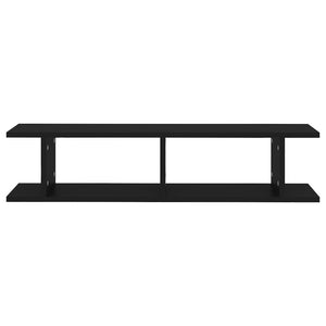 vidaXL Wall Shelf 2 pcs Black 90x18x20 cm Engineered Wood