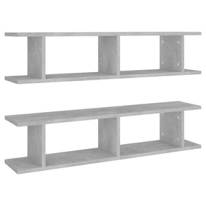 vidaXL Wall Shelf 2 pcs Concrete Grey 90x18x20 cm Engineered Wood