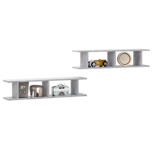 vidaXL Wall Shelf 2 pcs Concrete Grey 90x18x20 cm Engineered Wood